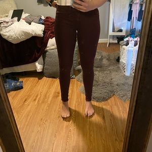 Burgundy flying monkey jeans